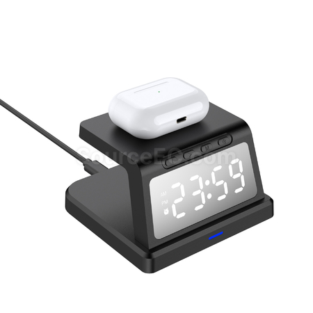 禮品訂造無線充電器三合一檯燈時鐘紀念品