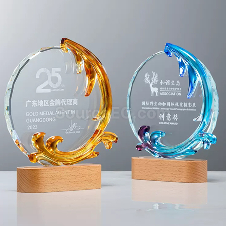 禮品訂造發光琉璃獎座紀念品