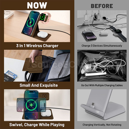禮品訂造折疊無線充皮革手機支架紀念品