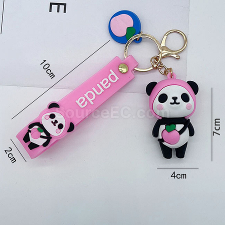 禮品訂造創意可愛熊貓PVC軟膠立體公仔鑰匙扣紀念品