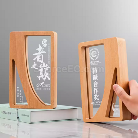 禮品訂造實木水晶獎座紀念品