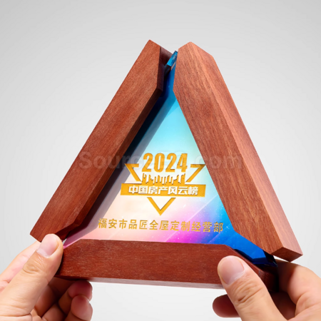 禮品訂造實木水晶獎座紀念品