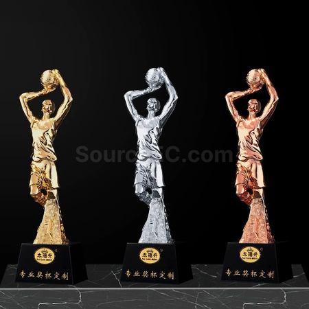 禮品訂造鍍金籃球體育獎杯紀念品