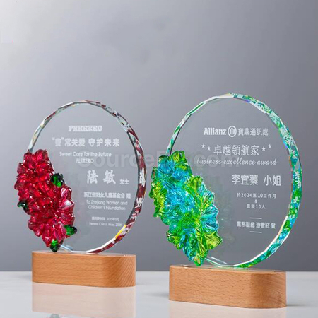 禮品訂造創意發光水晶獎座紀念品
