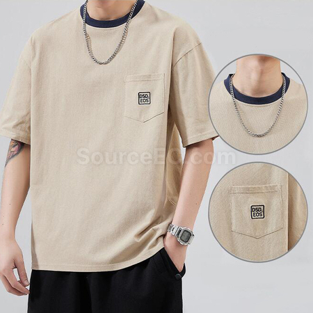 禮品訂造撞色口袋圓領T恤紀念品