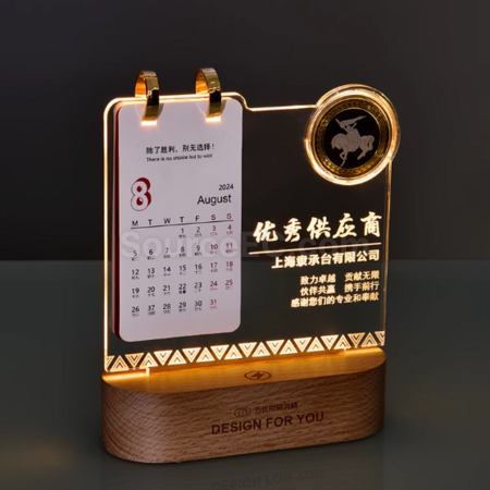 禮品訂造創意發光小夜燈檯曆獎座紀念品