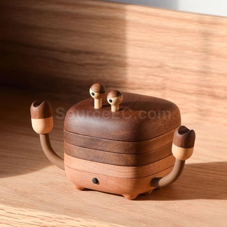 禮品訂造小螃蟹磁吸實木隔熱茶杯墊紀念品