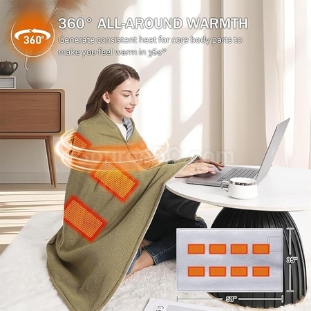 禮品訂造USB充電可水洗電熱暖披肩紀念品