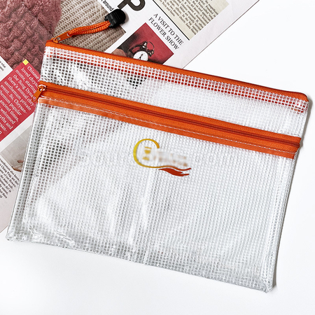 禮品訂造PVC雙層拉鏈文件袋紀念品