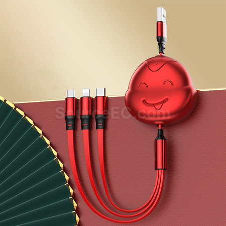 禮品訂造蛇年三合一伸縮快充充電線紀念品