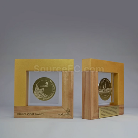 禮品訂造水晶實木獎座紀念品