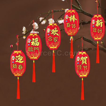 禮品訂造異形盆栽樹掛件植絨揮春紀念品