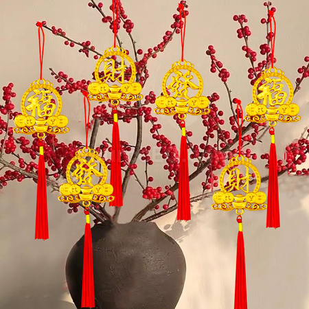 禮品訂造發財樹小福字綠植掛飾紀念品