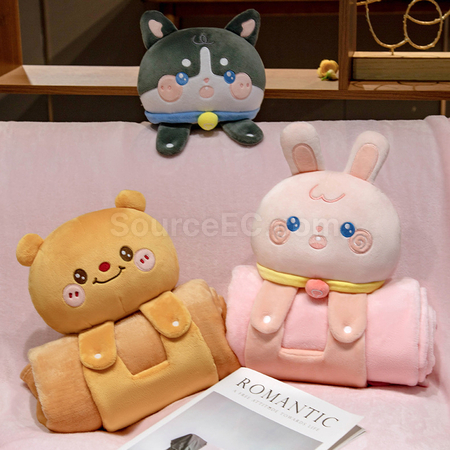 禮品訂造卡通立體午睡毛毯紀念品