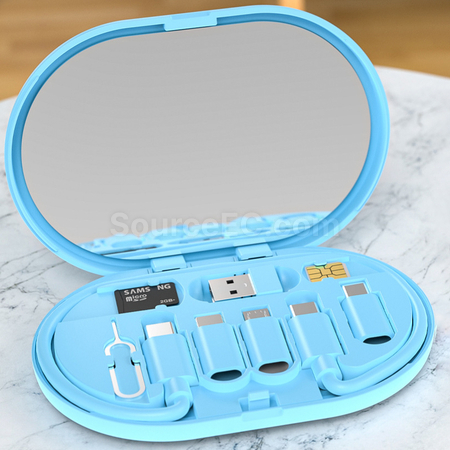 禮品訂造帶鏡便攜充電線收納盒紀念品