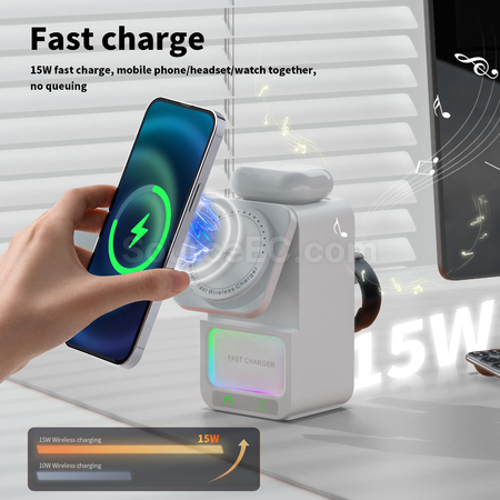 禮品訂造藍牙音箱5合1無線充電器紀念品
