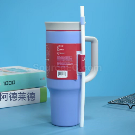 禮品訂造大容量雙層真空吸管保溫杯紀念品