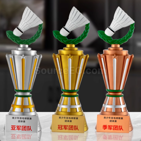 禮品訂造羽毛球樹脂獎座紀念品