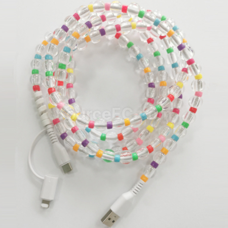 禮品訂造一拖二彩珠數據線紀念品