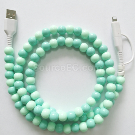禮品訂造一拖二彩珠數據線紀念品