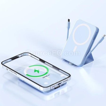 禮品訂造自帶線磁吸無線充移動電源紀念品