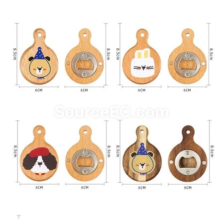 禮品訂造實木冰箱貼開瓶器紀念品