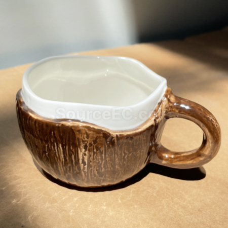 禮品訂造不規則椰子陶瓷馬克杯紀念品