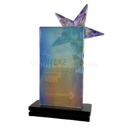 禮品訂造鍍彩水晶獎座紀念品