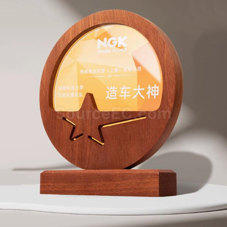 禮品訂造實木水晶獎座紀念品