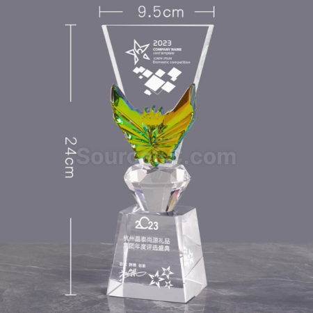 禮品訂造創意變色水晶獎座紀念品