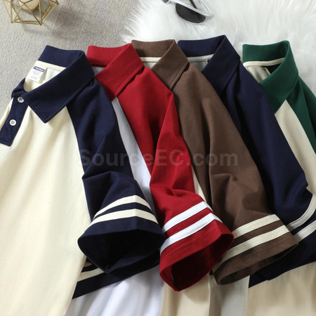 禮品訂造復古雙杠撞色polo衫紀念品