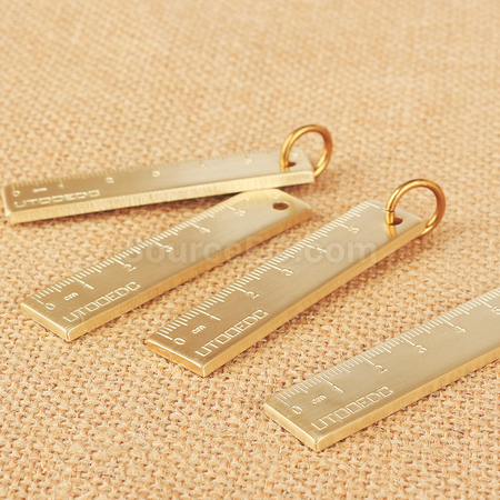 禮品訂造純黃銅6cm小直尺子鑰匙扣紀念品