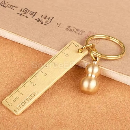 禮品訂造純黃銅6cm小直尺子鑰匙扣紀念品