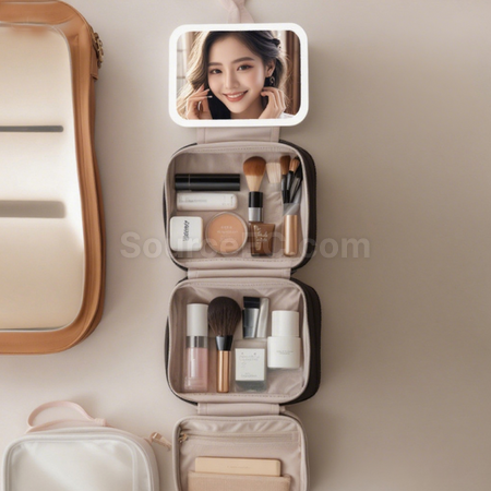 禮品訂造大容量帶鏡化妝包紀念品