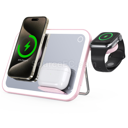 禮品訂造三合一無線充電化妝鏡紀念品