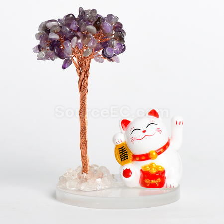 禮品訂造招財貓水晶樹紀念品