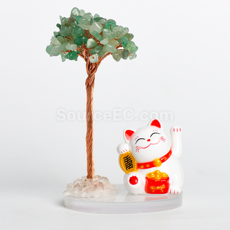 禮品訂造招財貓水晶樹紀念品