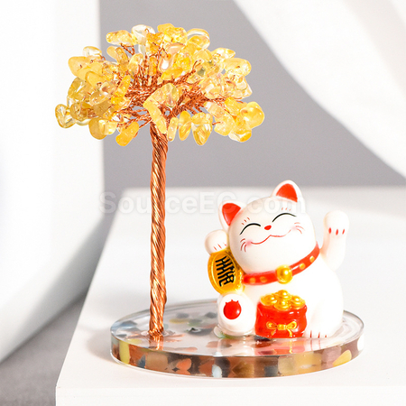 禮品訂造招財貓水晶樹紀念品