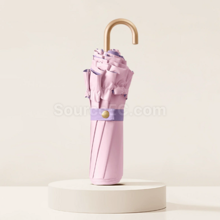 禮品訂造花邊三折彎鉤摺疊傘紀念品