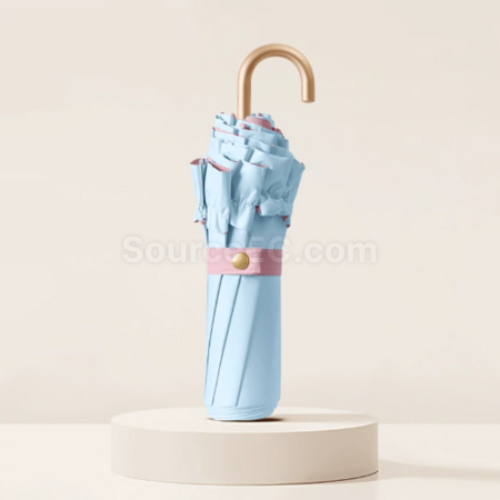 禮品訂造花邊三折彎鉤摺疊傘紀念品