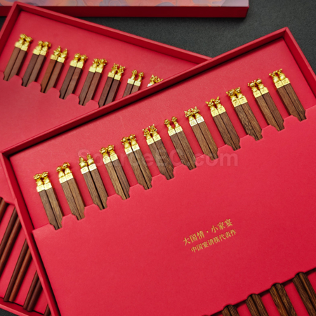 禮品訂造12生肖中國紅木筷子紀念品
