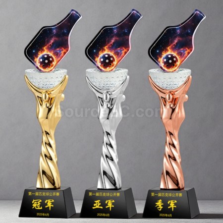 禮品訂造匹克球金屬獎座紀念品