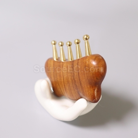 禮品訂造小貓五齒黃銅經絡木梳紀念品