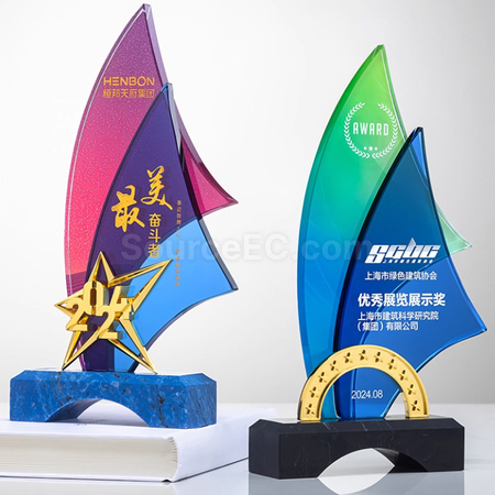 禮品訂造帆船水晶獎座紀念品