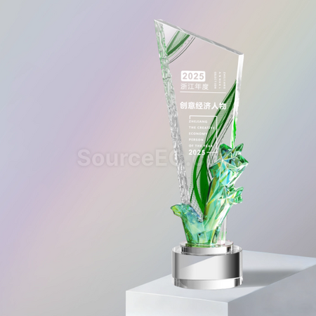 禮品訂造炫彩水晶獎座紀念品