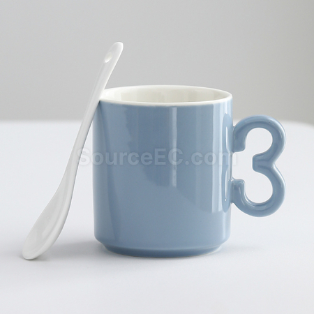 禮品訂造數字手柄陶瓷杯紀念品
