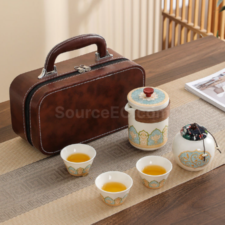 禮品訂造便攜旅行陶瓷茶具套裝紀念品