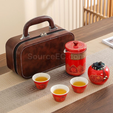 禮品訂造便攜旅行陶瓷茶具套裝紀念品