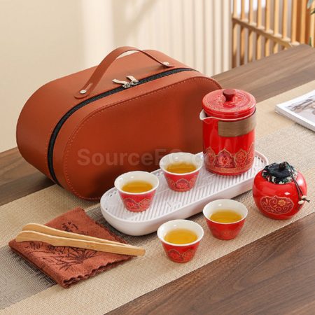 禮品訂造便攜旅行陶瓷茶具套裝紀念品