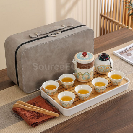 禮品訂造便攜旅行陶瓷茶具套裝紀念品